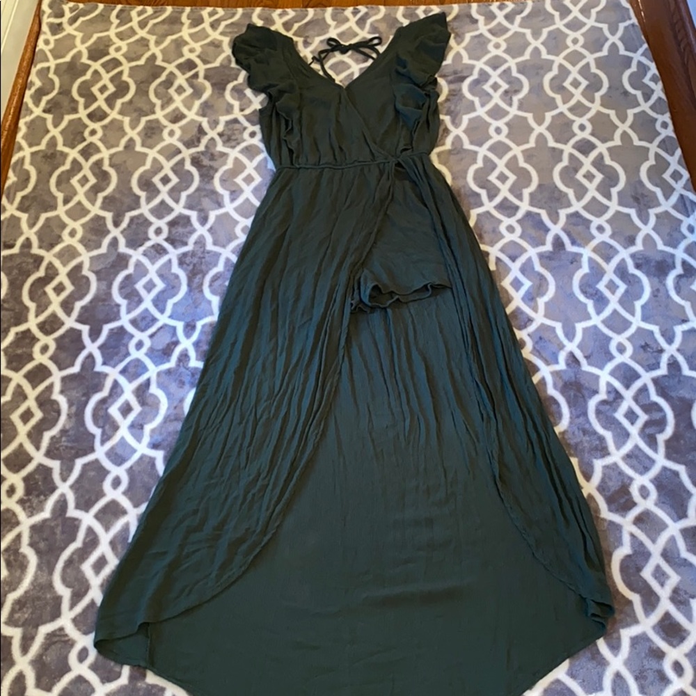 Army Green Shorts Romper with attached Skirt